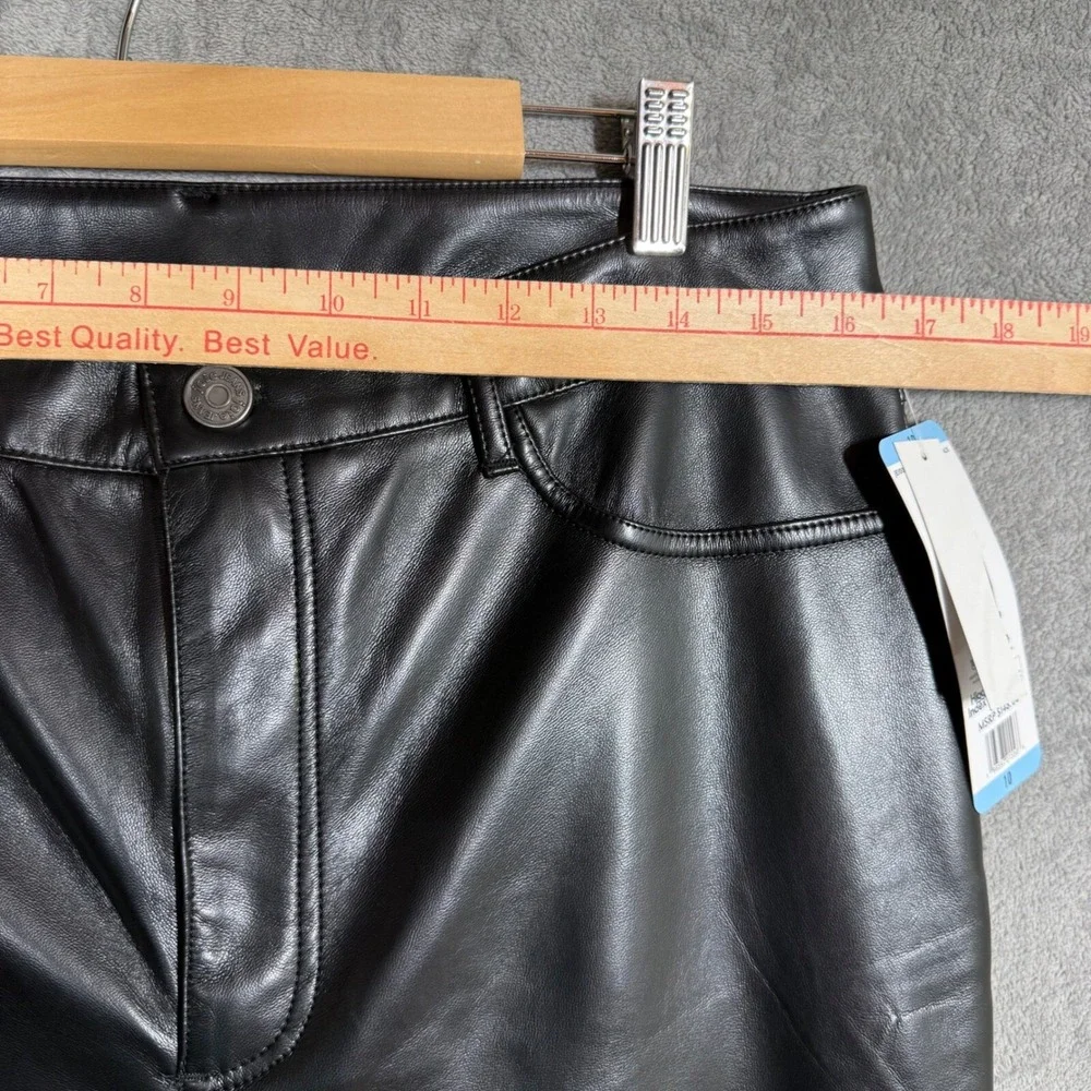 Joie Womens 10 Black Vegan Leather Pants High Rise Straight Leg Lined NWT